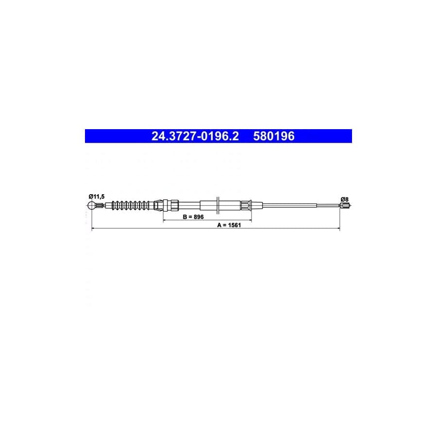 ATE 24.3727-0196.2 Hand Brake Cable for VW Touran