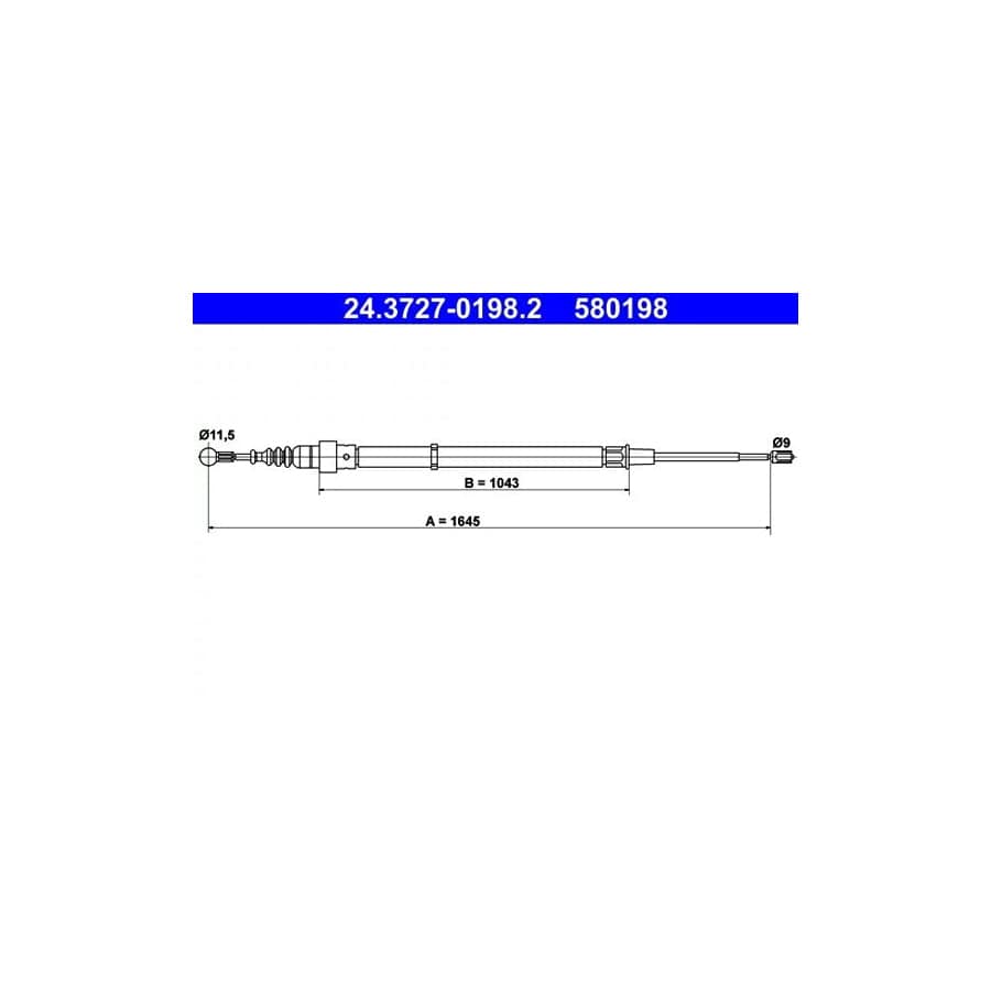 ATE 24.3727-0198.2 Hand Brake Cable