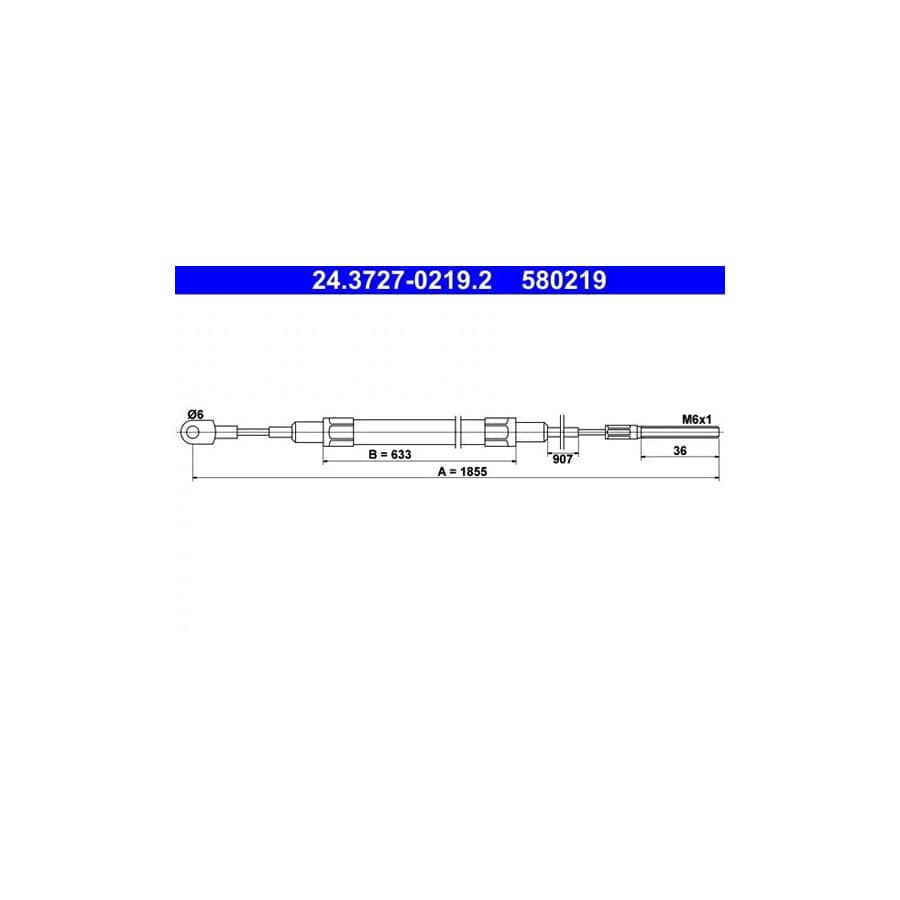 ATE 24.3727-0219.2 Hand Brake Cable for BMW 7 (E32)