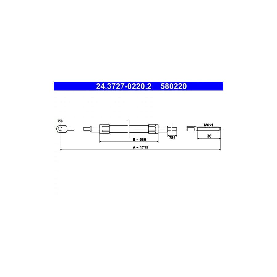 ATE 24.3727-0220.2 Hand Brake Cable