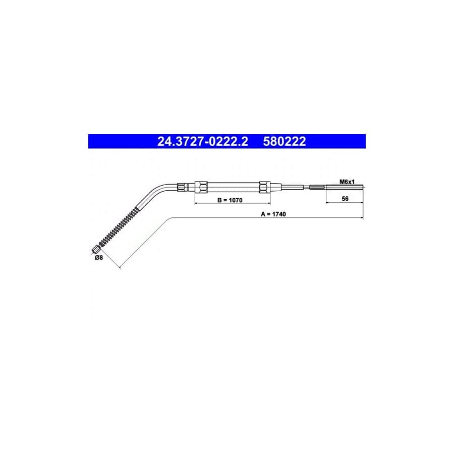 ATE 24.3727-0222.2 Hand Brake Cable for BMW 3 Compact (E36)