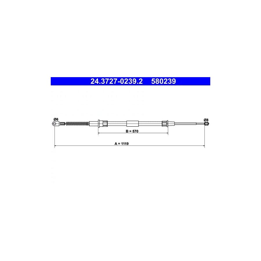 ATE 24.3727-0239.2 Hand Brake Cable for BMW 7 (E38)