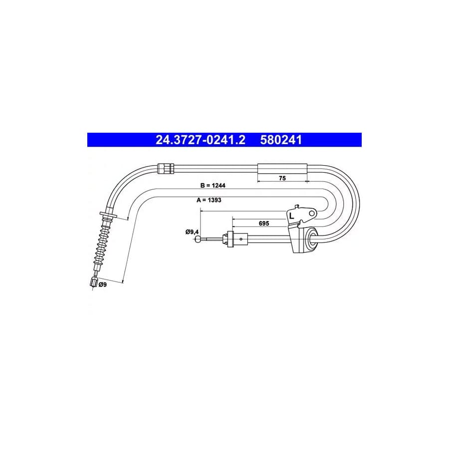 ATE 24.3727-0241.2 Hand Brake Cable