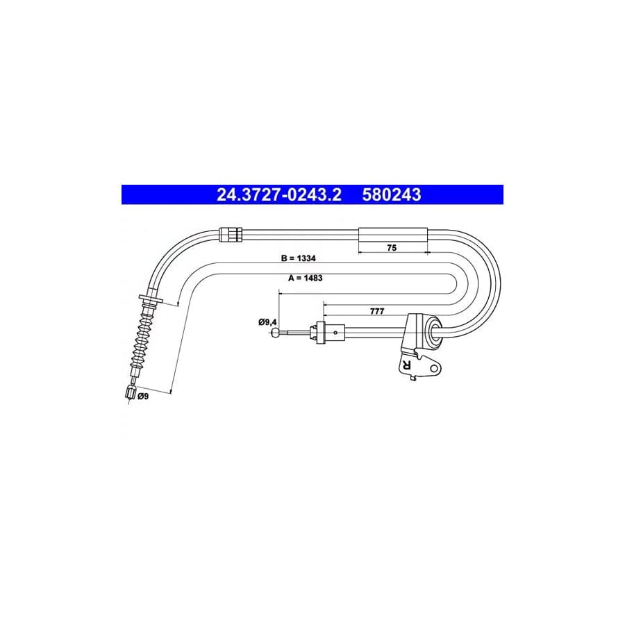 ATE 24.3727-0243.2 Hand Brake Cable for Mini ClubMAN (R55)