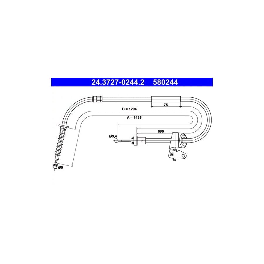 ATE 24.3727-0244.2 Hand Brake Cable