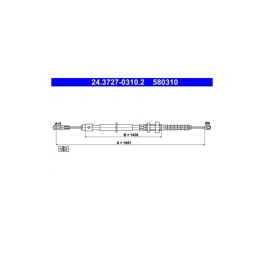 ATE 24.3727-0310.2 Hand Brake Cable for Citroen Bx