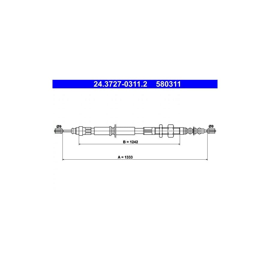 ATE 24.3727-0311.2 Hand Brake Cable for Citroen Xantia