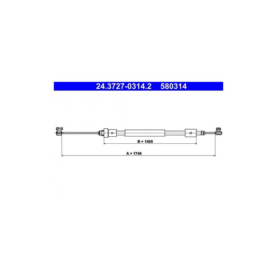 ATE 24.3727-0314.2 Hand Brake Cable