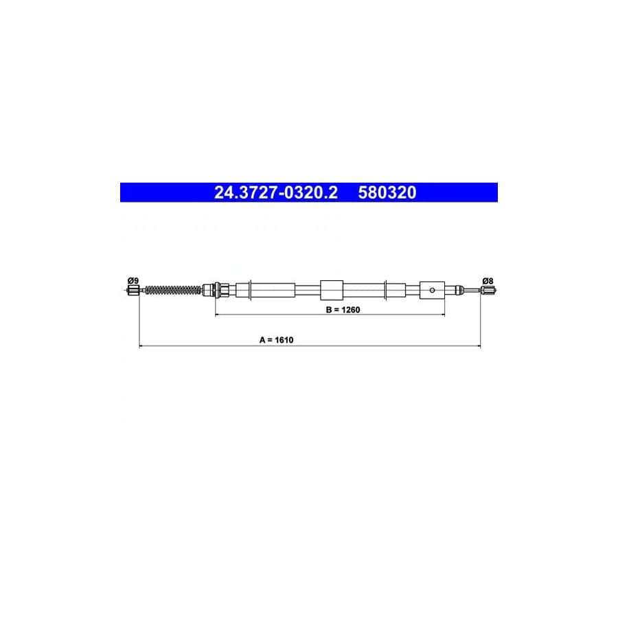 ATE 24.3727-0320.2 Hand Brake Cable for Citroen Zx Estate (N2)
