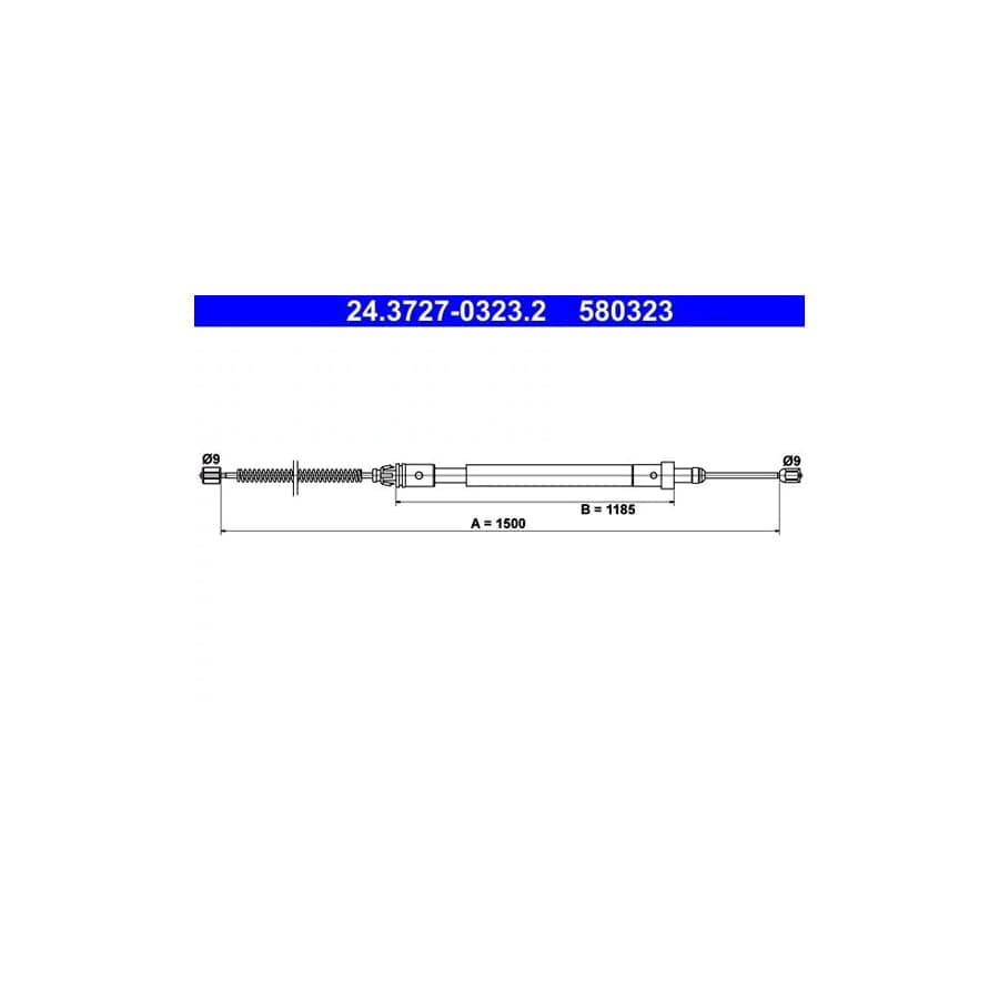 ATE 24.3727-0323.2 Hand Brake Cable for Citroen Xsara