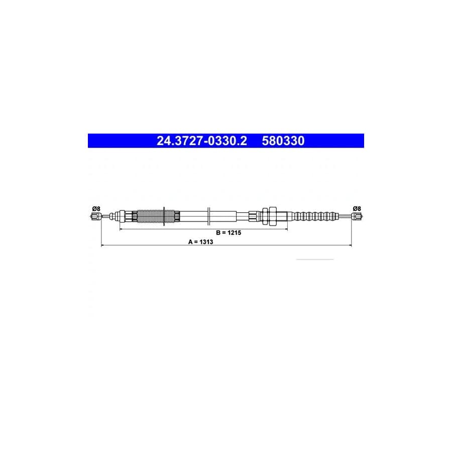 ATE 24.3727-0330.2 Hand Brake Cable for Citroen Xantia
