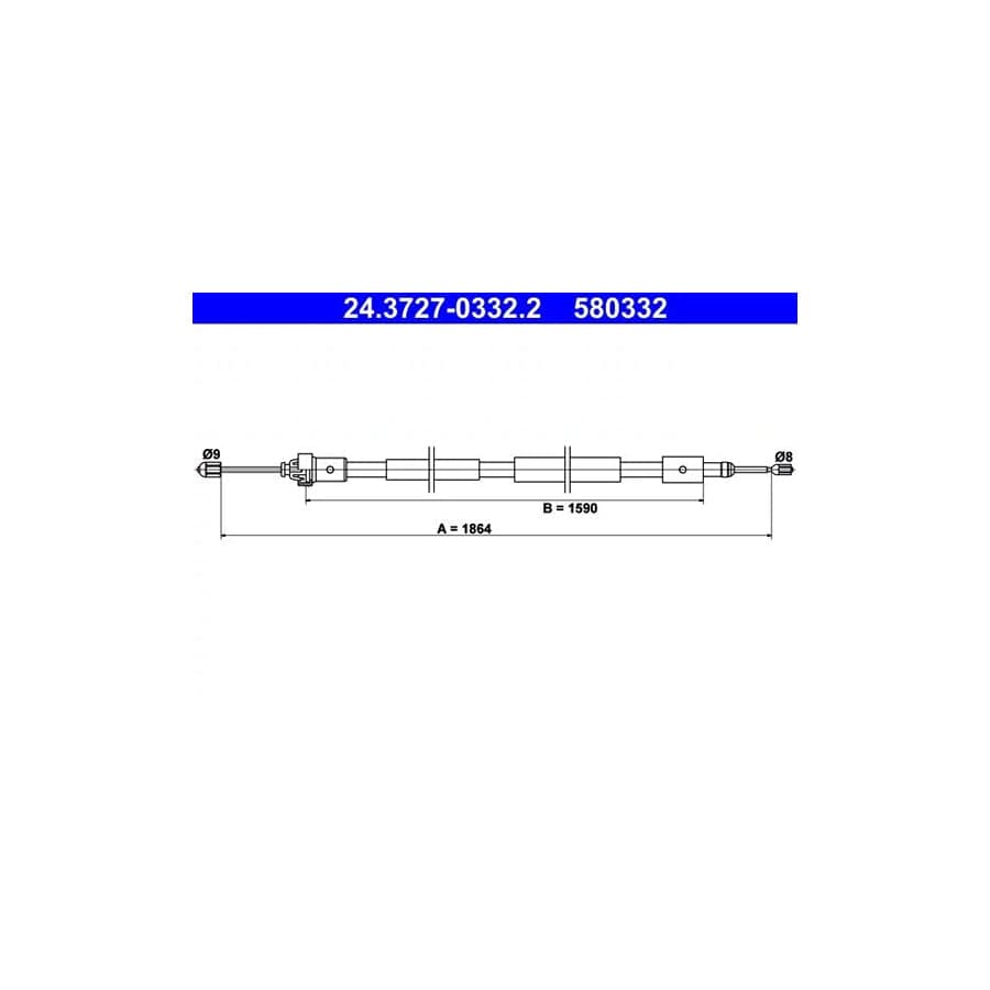 ATE 24.3727-0332.2 Hand Brake Cable for Citroen Xsara Picasso (N68)
