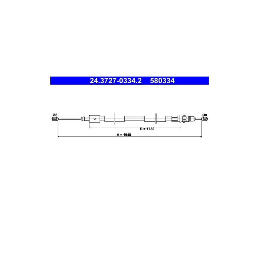 ATE 24.3727-0334.2 Hand Brake Cable for Citroen Xsara Picasso (N68)