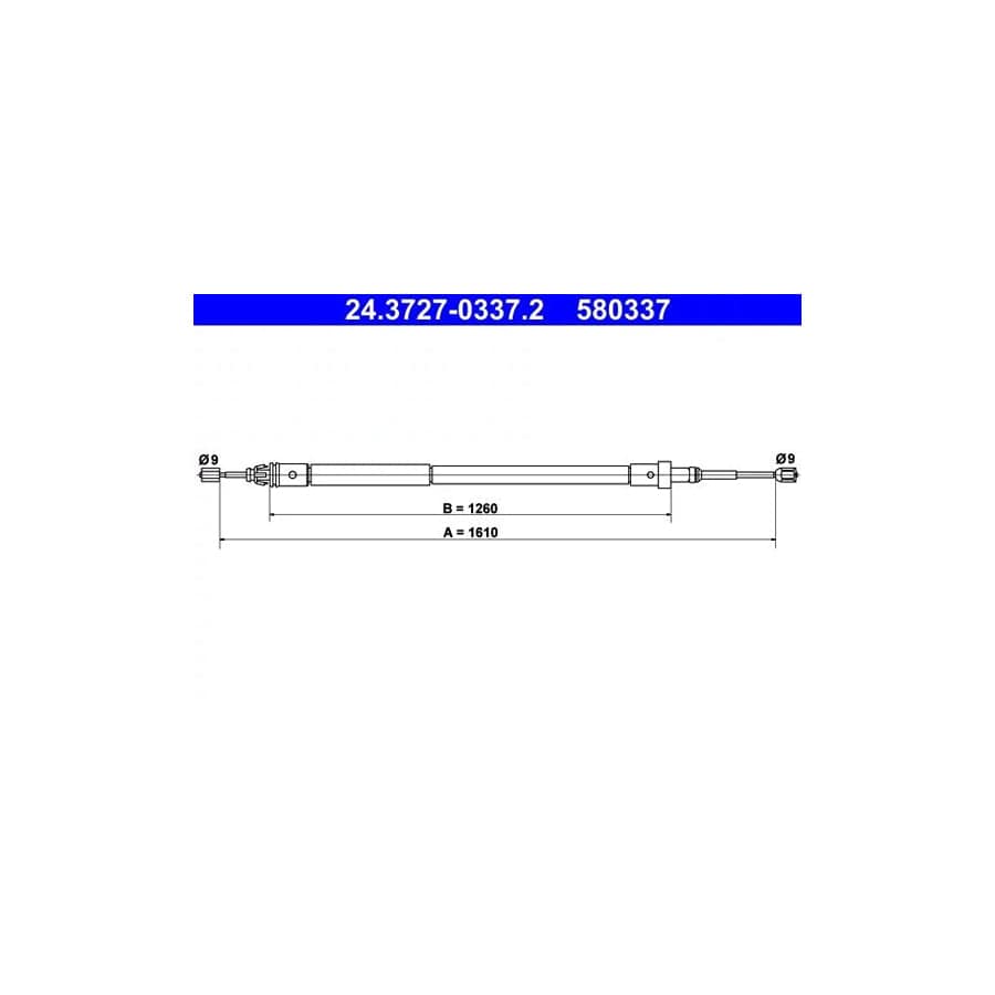 ATE 24.3727-0337.2 Hand Brake Cable for Citroen Xsara