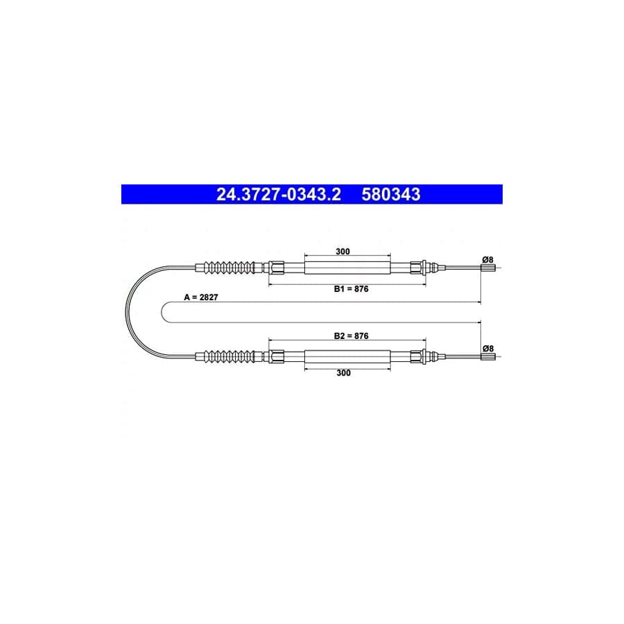 ATE 24.3727-0343.2 Hand Brake Cable