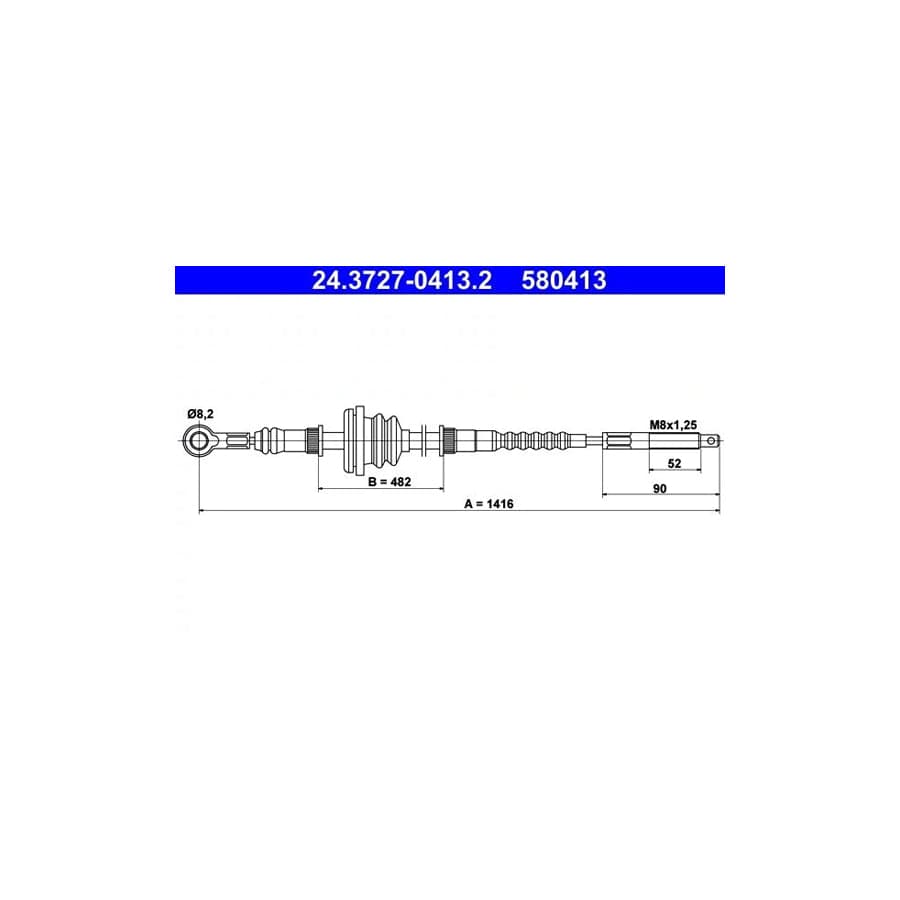ATE 24.3727-0413.2 Hand Brake Cable Suitable for Mercedes-Benz 100