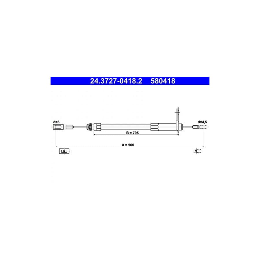ATE 24.3727-0418.2 Hand Brake Cable