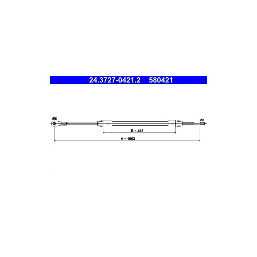 ATE 24.3727-0421.2 Hand Brake Cable Suitable for Mercedes-Benz A-Class (W168)