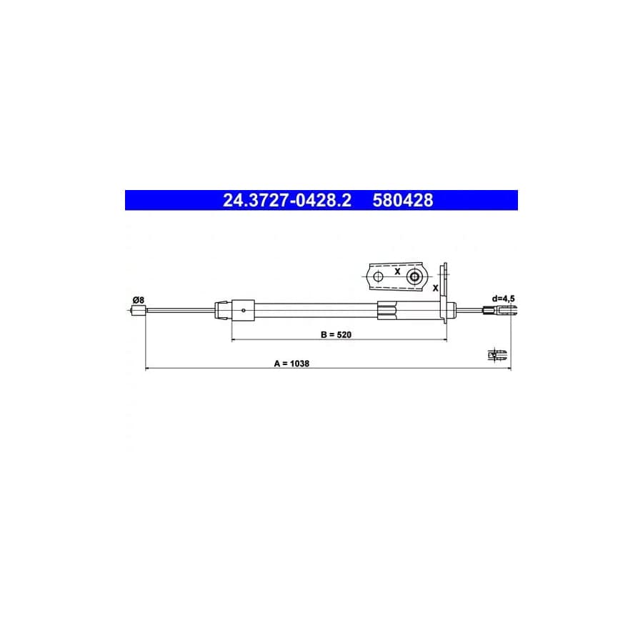 ATE 24.3727-0428.2 Hand Brake Cable