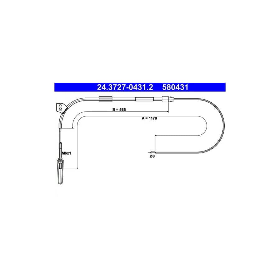 ATE 24.3727-0431.2 Hand Brake Cable Suitable for Mercedes-Benz A-Class (W168)
