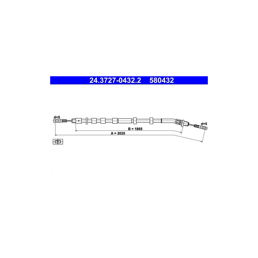 ATE 24.3727-0432.2 Hand Brake Cable Suitable for Mercedes-Benz ML-Class (W163)