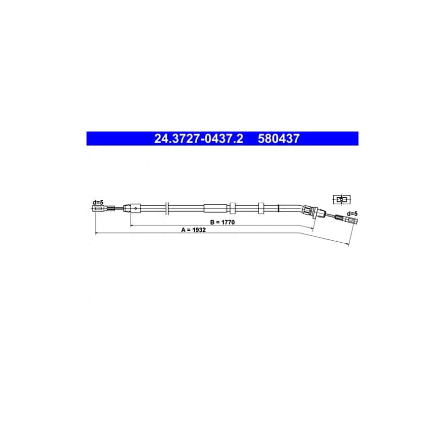 ATE 24.3727-0437.2 Hand Brake Cable Suitable for Mercedes-Benz ML-Class (W163)