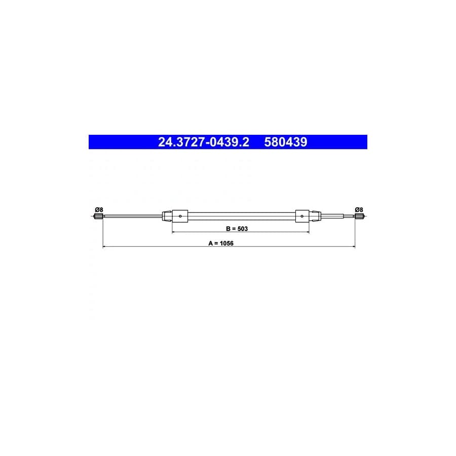 ATE 24.3727-0439.2 Hand Brake Cable Suitable for Mercedes-Benz A-Class (W168)