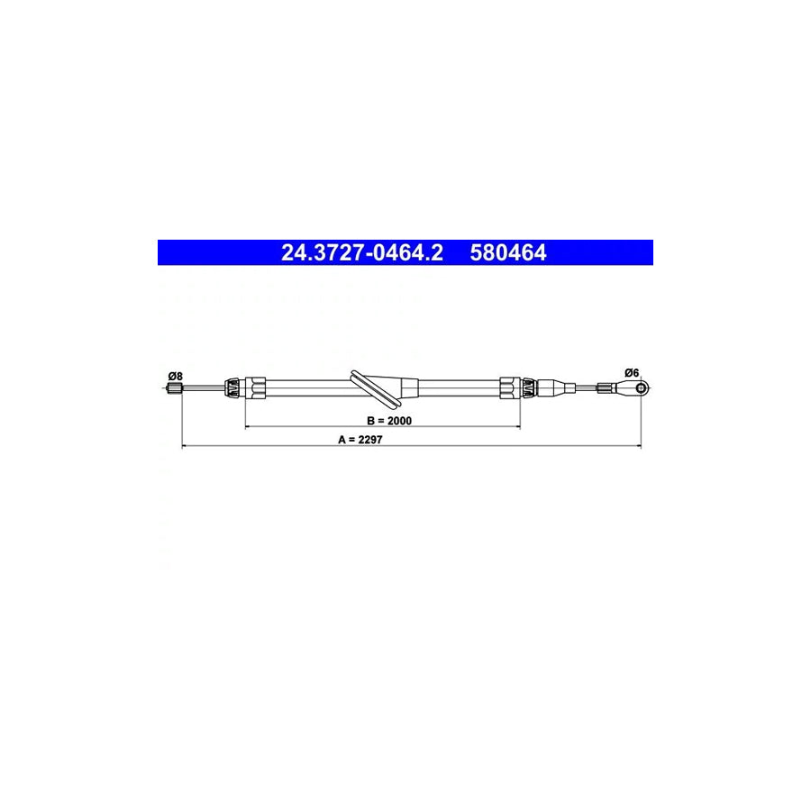 ATE 24.3727-0464.2 Hand Brake Cable Suitable for Mercedes-Benz Sl Convertible (R129)