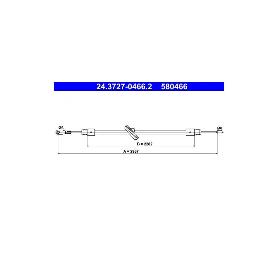 ATE 24.3727-0466.2 Hand Brake Cable Suitable for Mercedes-Benz S-Class Saloon (W220)