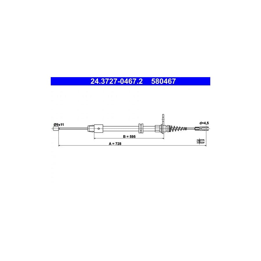 ATE 24.3727-0467.2 Hand Brake Cable