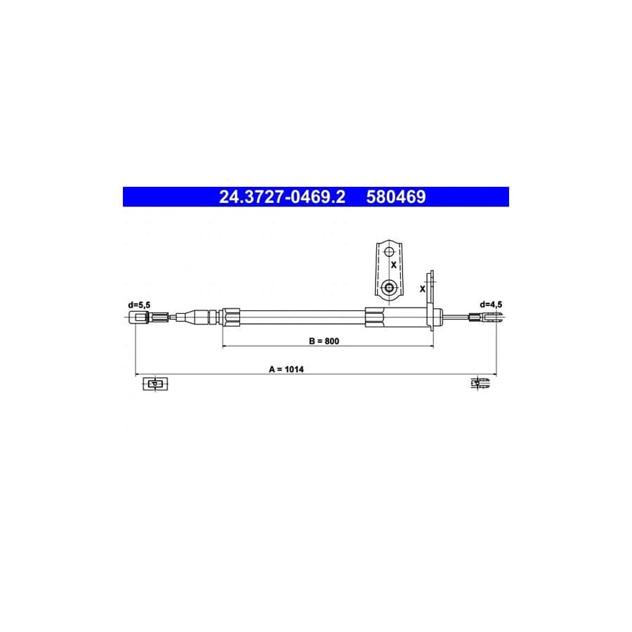 ATE 24.3727-0469.2 Hand Brake Cable Suitable for Mercedes-Benz Sl Convertible (R129)