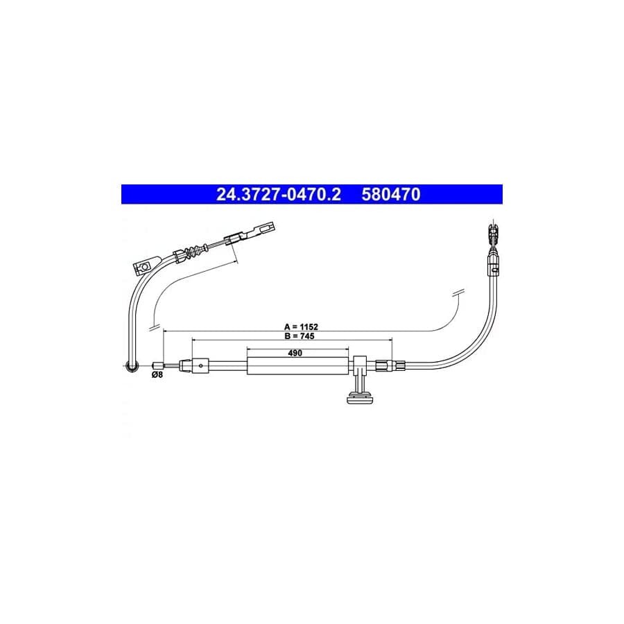 ATE 24.3727-0470.2 Hand Brake Cable