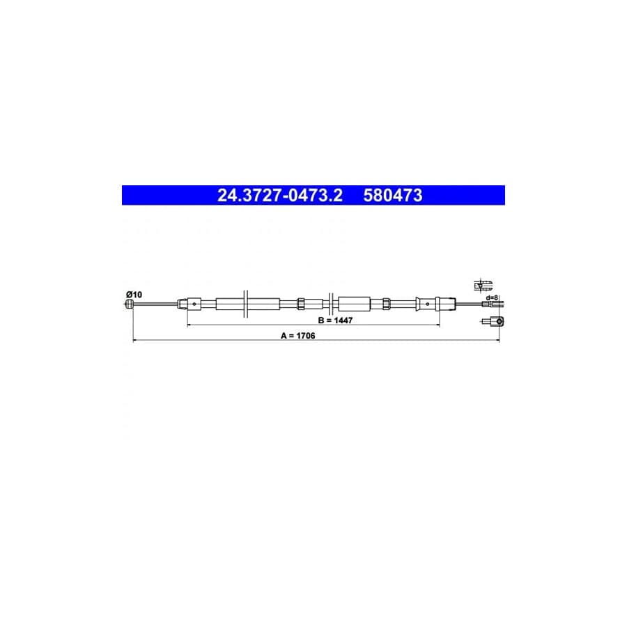ATE 24.3727-0473.2 Hand Brake Cable Suitable for Mercedes-Benz Sprinter