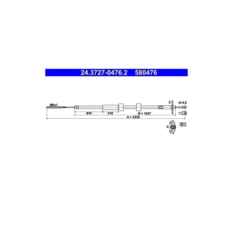 ATE 24.3727-0476.2 Hand Brake Cable Suitable for Mercedes-Benz G-Class