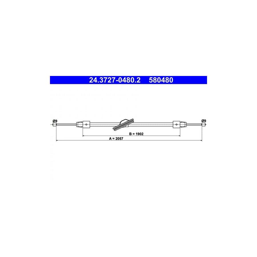 ATE 24.3727-0480.2 Hand Brake Cable Suitable for Mercedes-Benz Glk (X204)