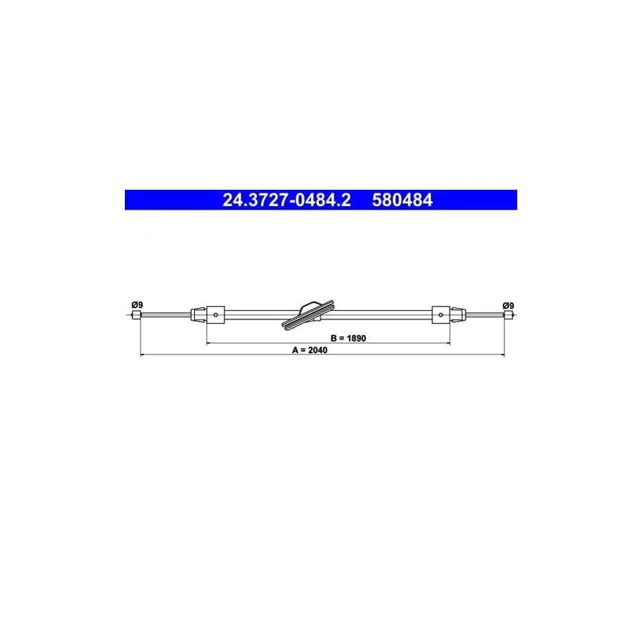 ATE 24.3727-0484.2 Hand Brake Cable