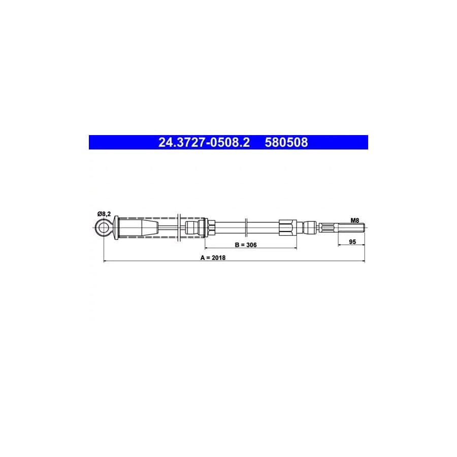 ATE 24.3727-0508.2 Hand Brake Cable for Fiat Uno