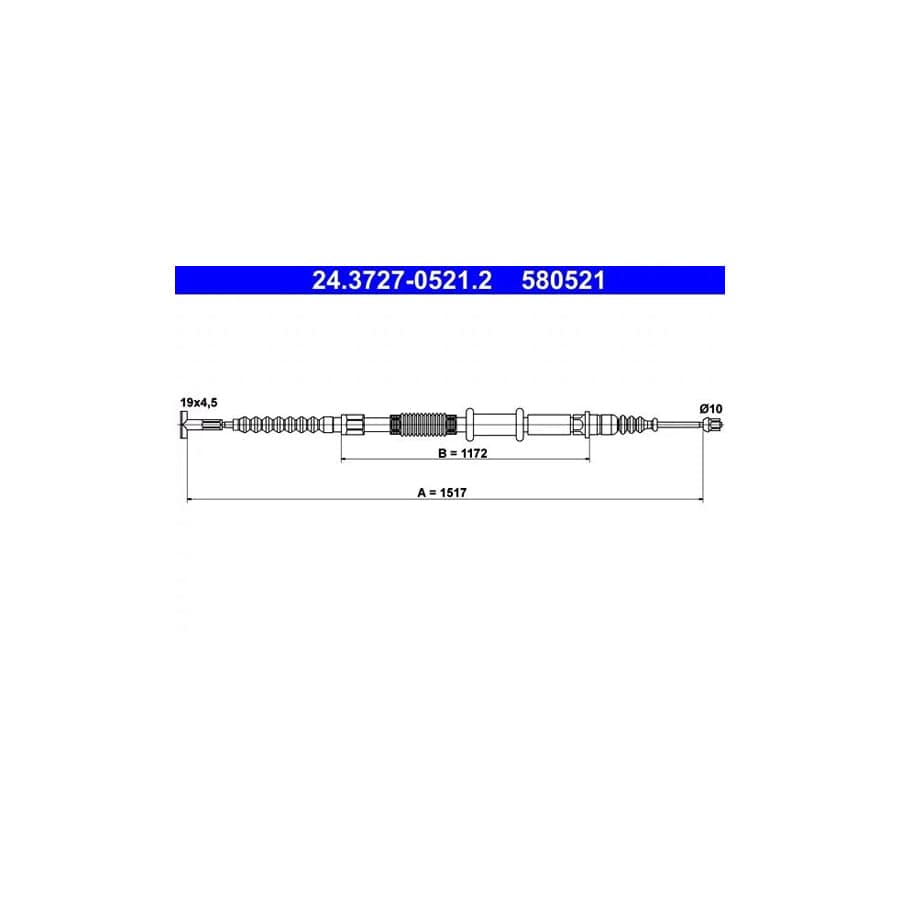 ATE 24.3727-0521.2 Hand Brake Cable