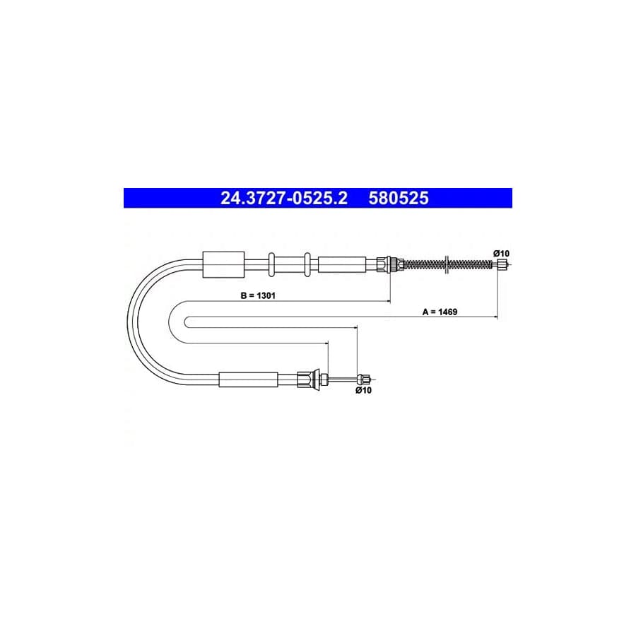 ATE 24.3727-0525.2 Hand Brake Cable for Fiat Punto