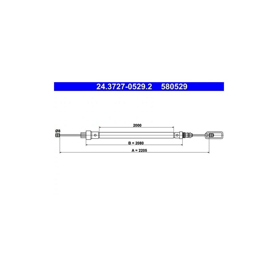 ATE 24.3727-0529.2 Hand Brake Cable
