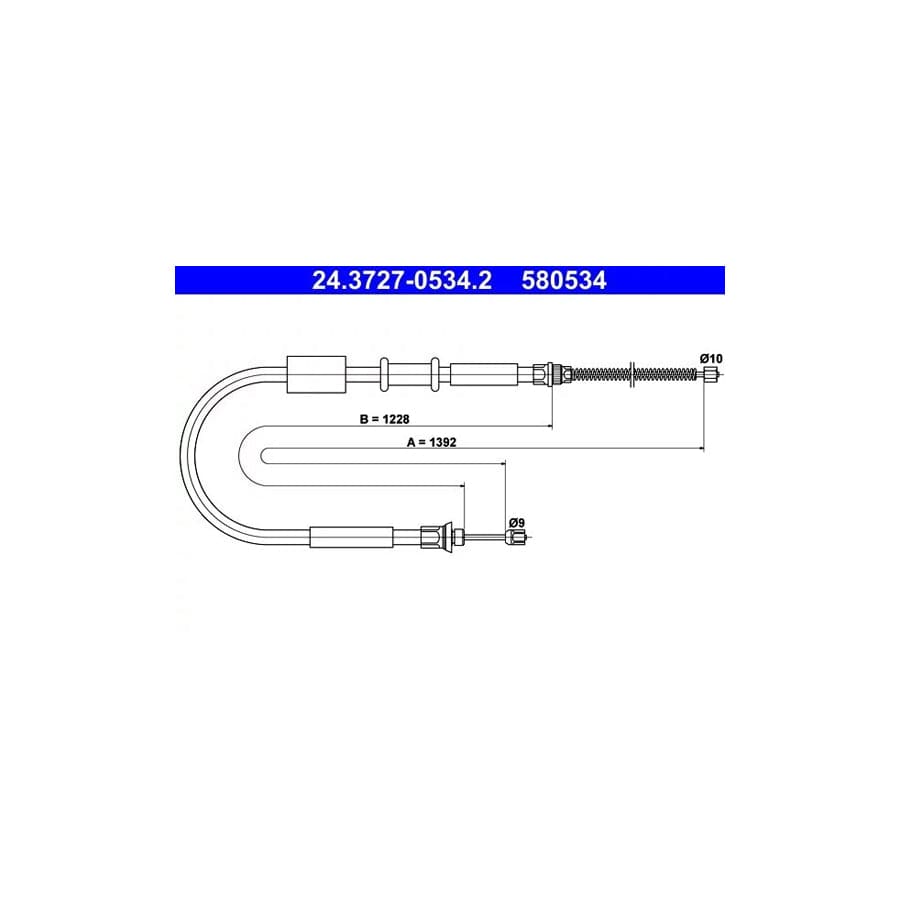 ATE 24.3727-0534.2 Hand Brake Cable for Lancia Y (840)