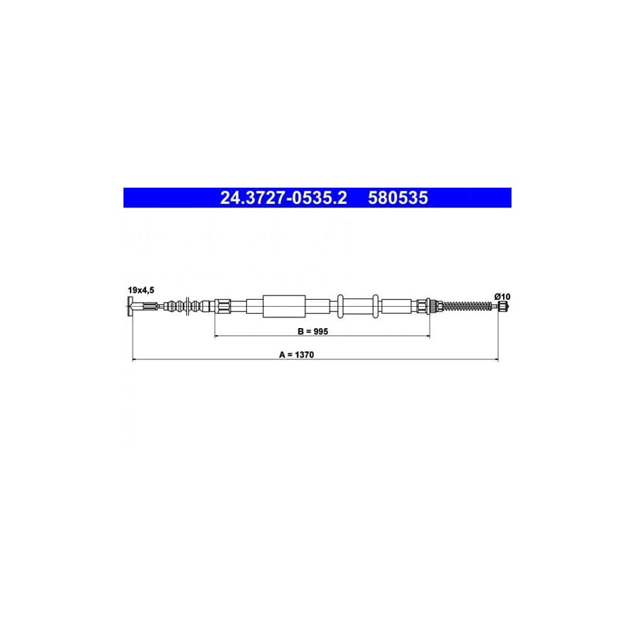 ATE 24.3727-0535.2 Hand Brake Cable for Fiat Brava