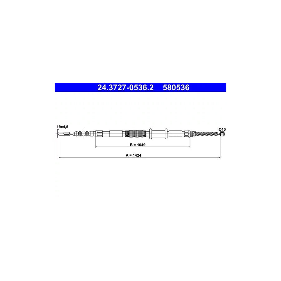 ATE 24.3727-0536.2 Hand Brake Cable for Fiat Brava