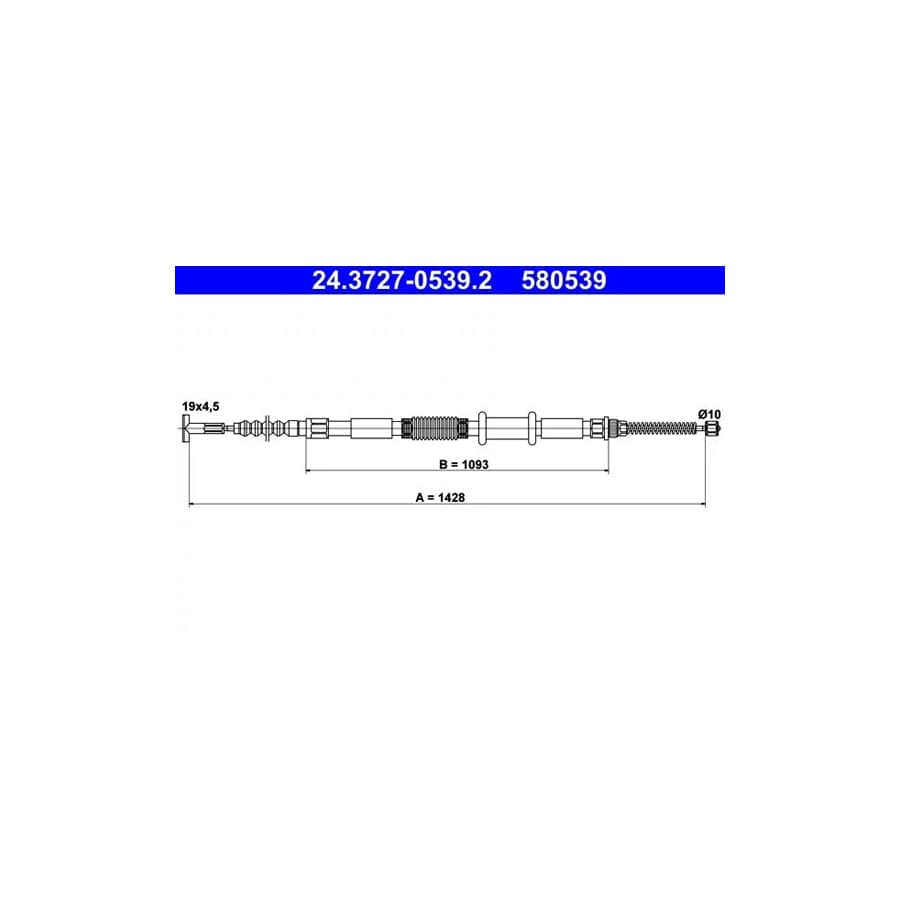 ATE 24.3727-0539.2 Hand Brake Cable