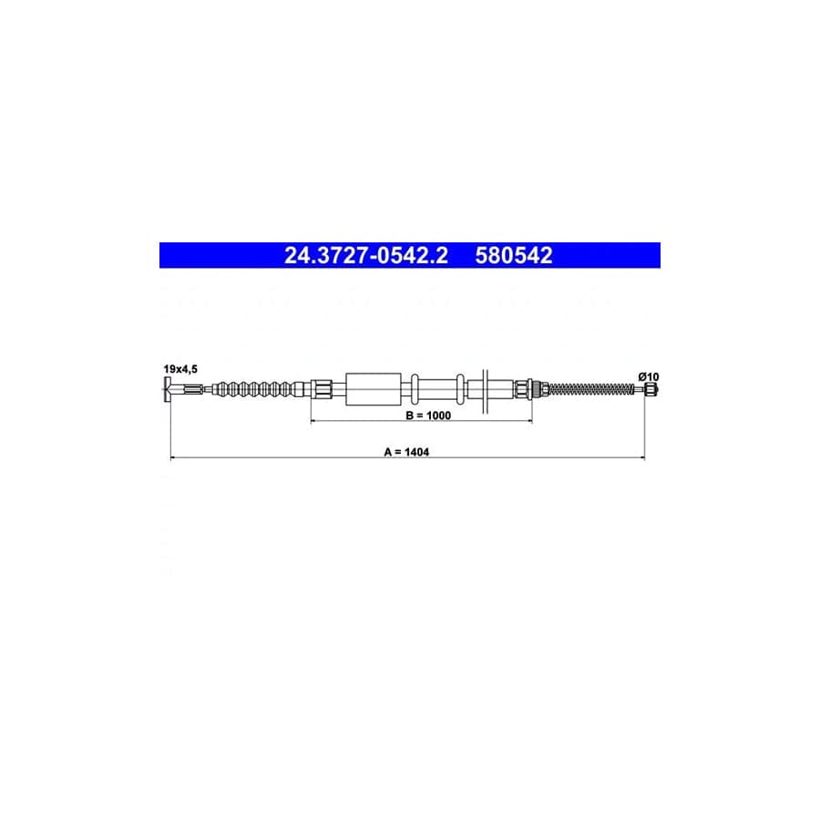 ATE 24.3727-0542.2 Hand Brake Cable for Fiat Marea Weekend (185)