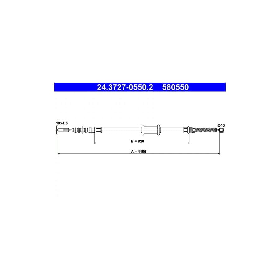 ATE 24.3727-0550.2 Hand Brake Cable for Fiat Multipla (186)