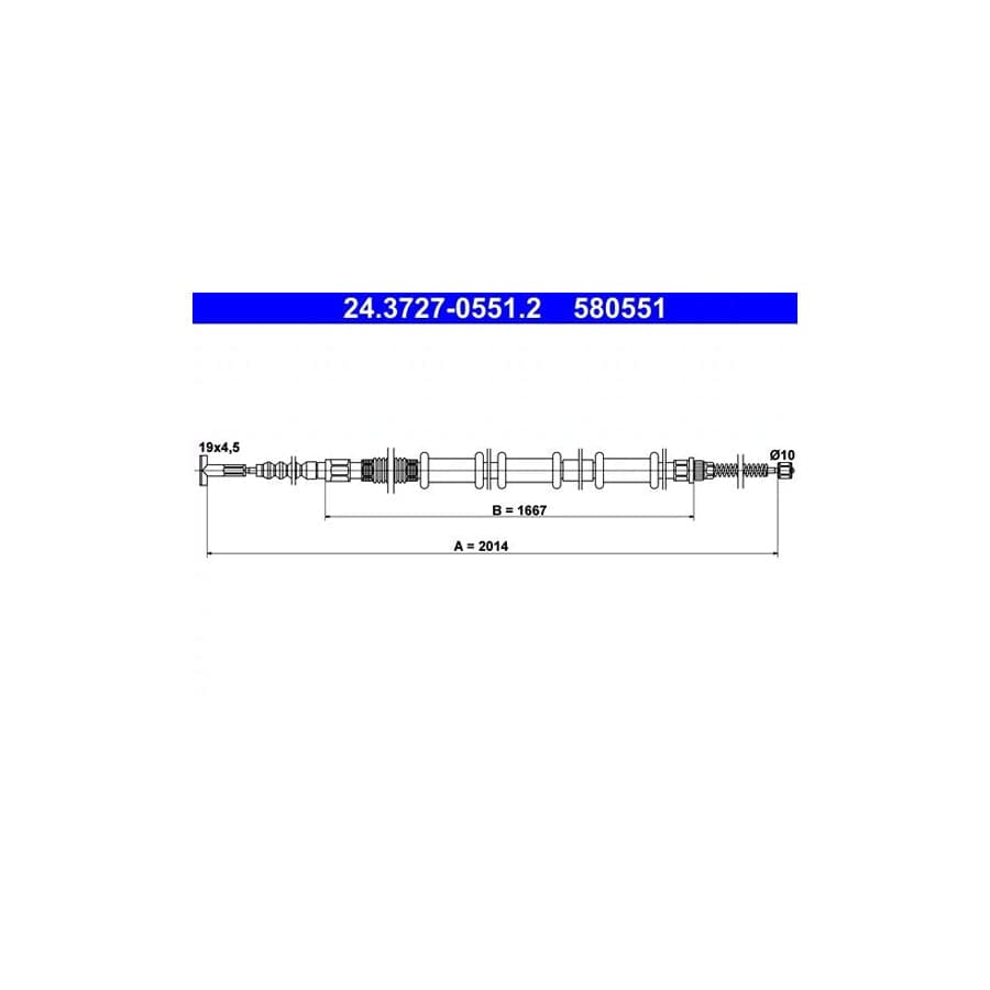 ATE 24.3727-0551.2 Hand Brake Cable for Fiat Multipla (186)