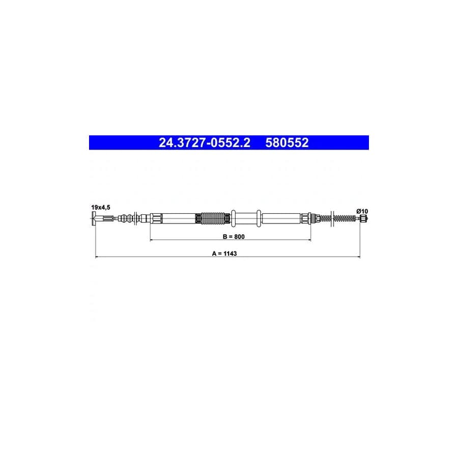 ATE 24.3727-0552.2 Hand Brake Cable for Fiat Multipla (186)