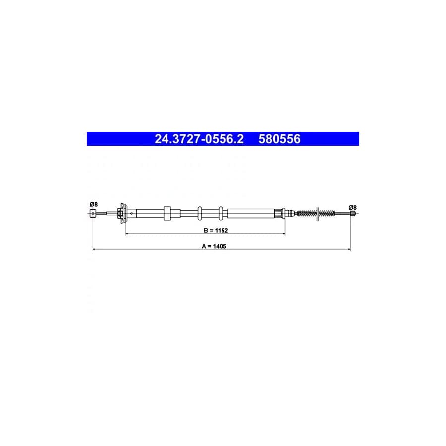 ATE 24.3727-0556.2 Hand Brake Cable for Fiat Panda II Hatchback (169)