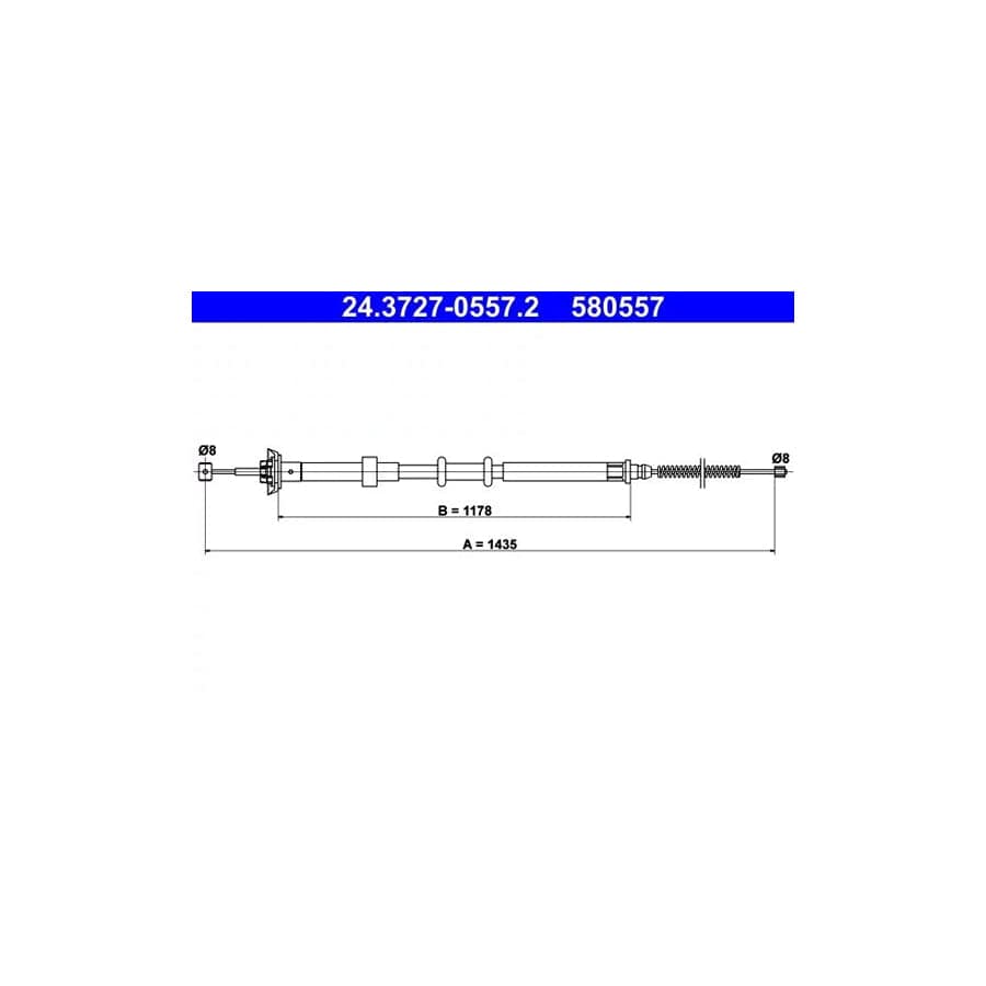 ATE 24.3727-0557.2 Hand Brake Cable for Fiat Panda II Hatchback (169)